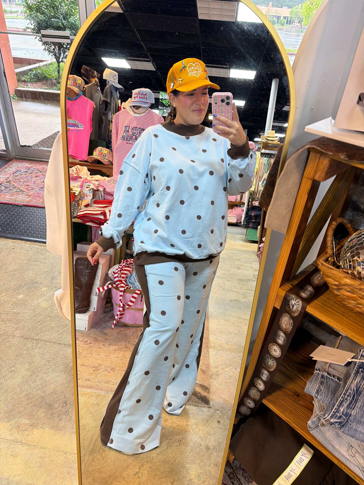 Mockneck Blue & Brown Polkadot Set