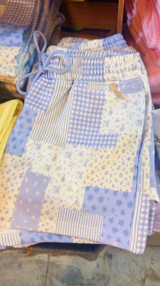 Patchwork Blue Short Set