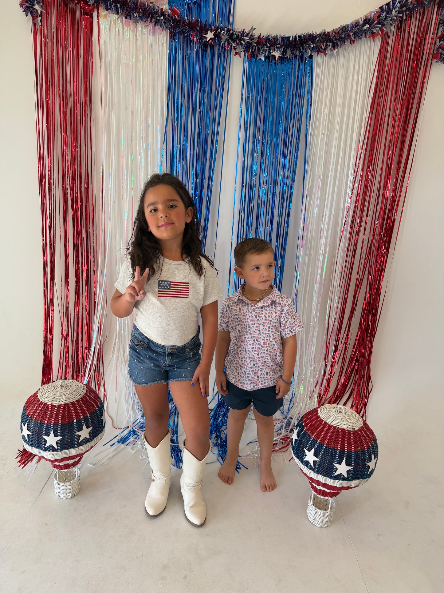 Gray American Flag Baby Tee