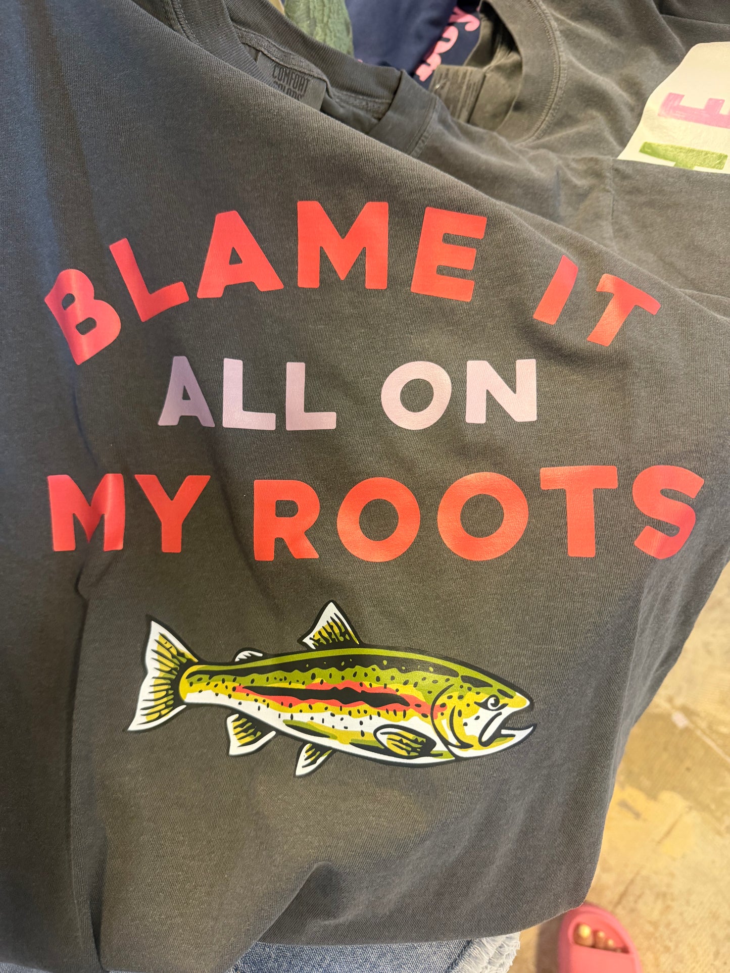 Blame It On My Roots-Gray Tshirt