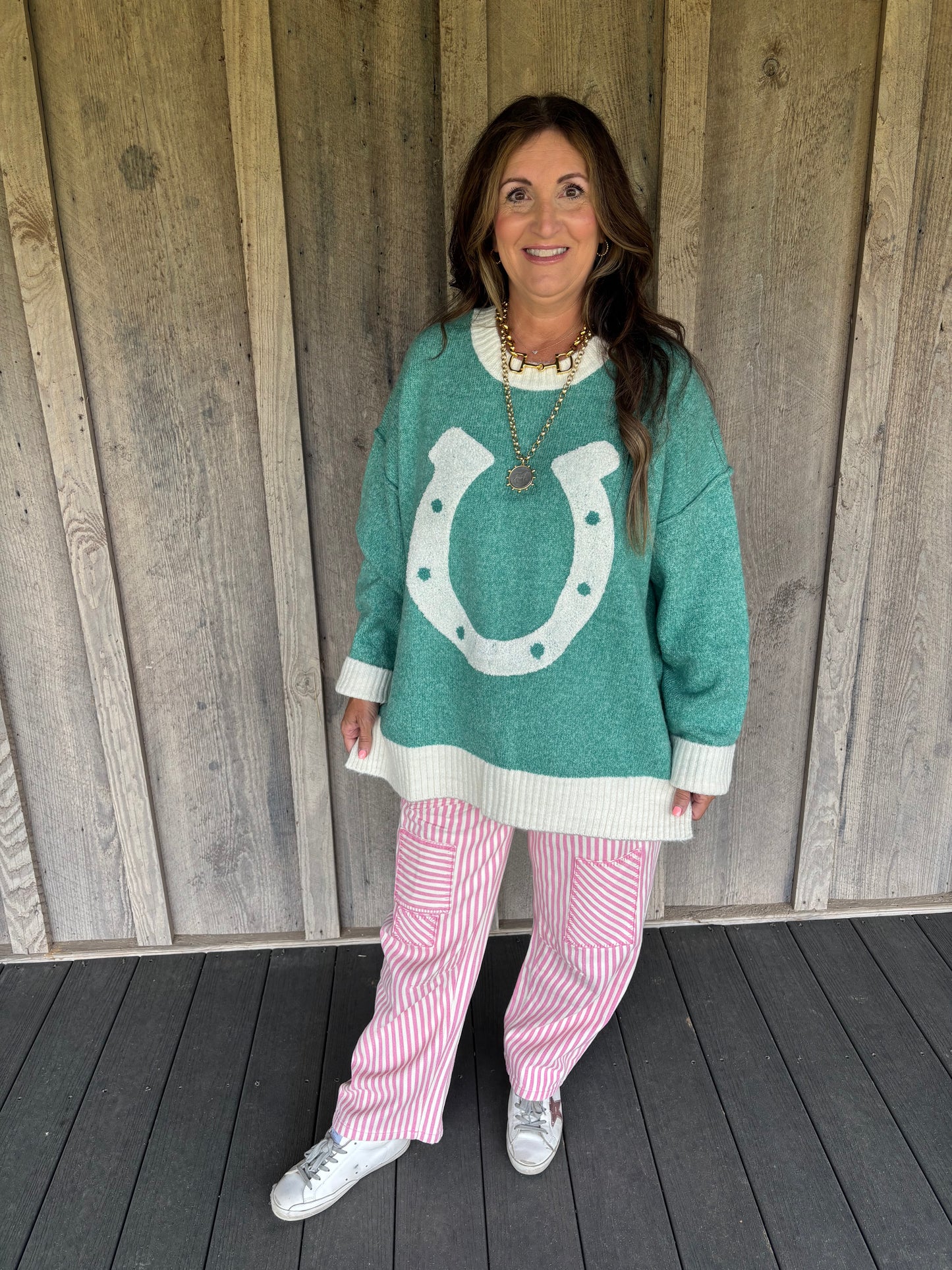 Turquoise Horseshoe Sweater