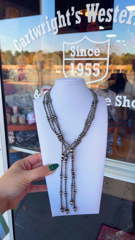 Sterling Pearls Lariat Necklace