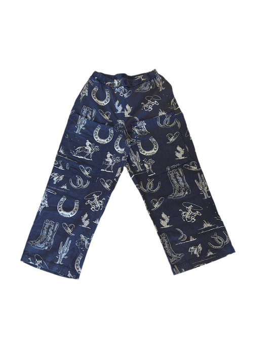 Western Pants-Tan and Blue