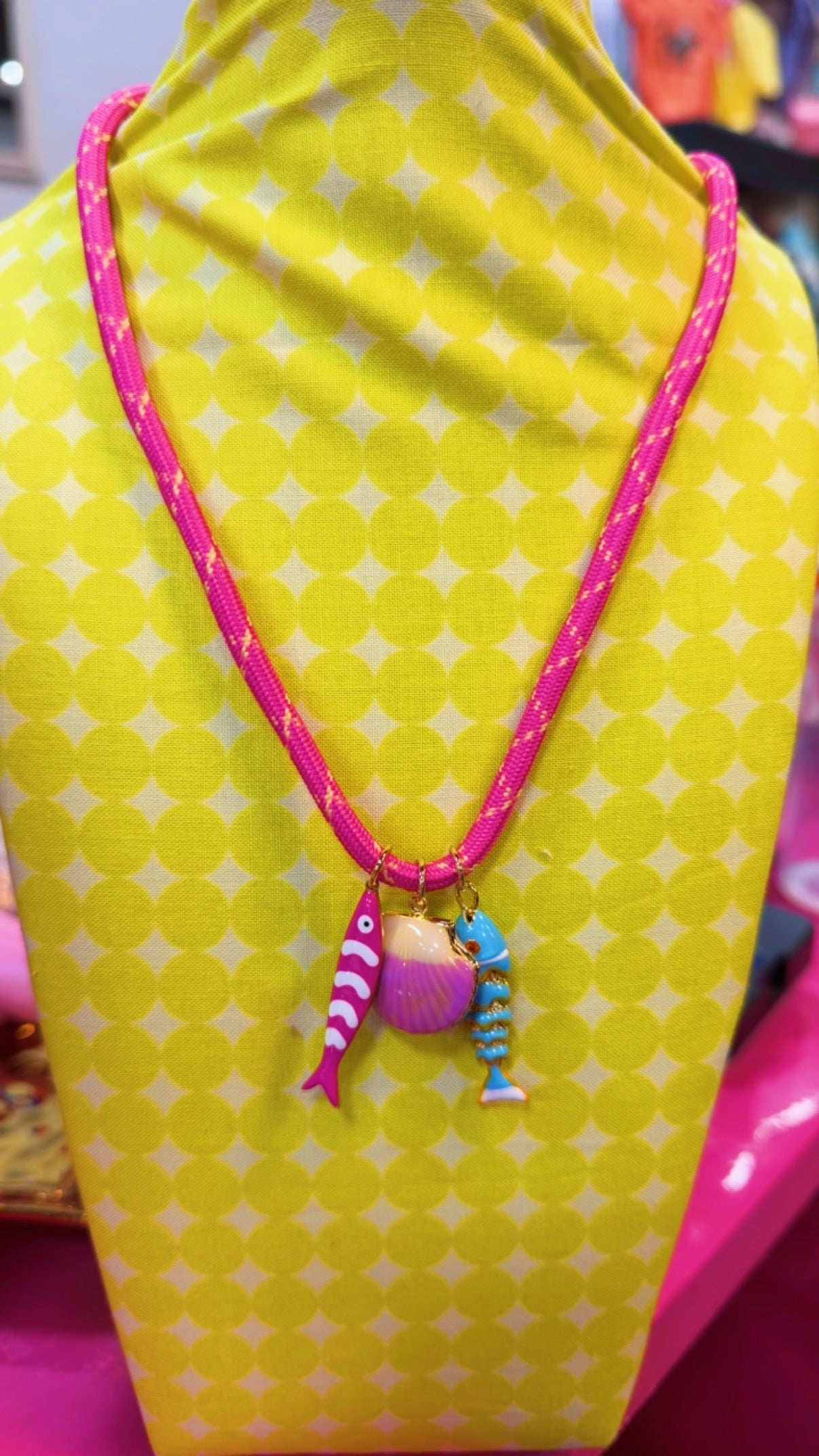 Moore Jewlz Hot Pink Cord Fish Necklace