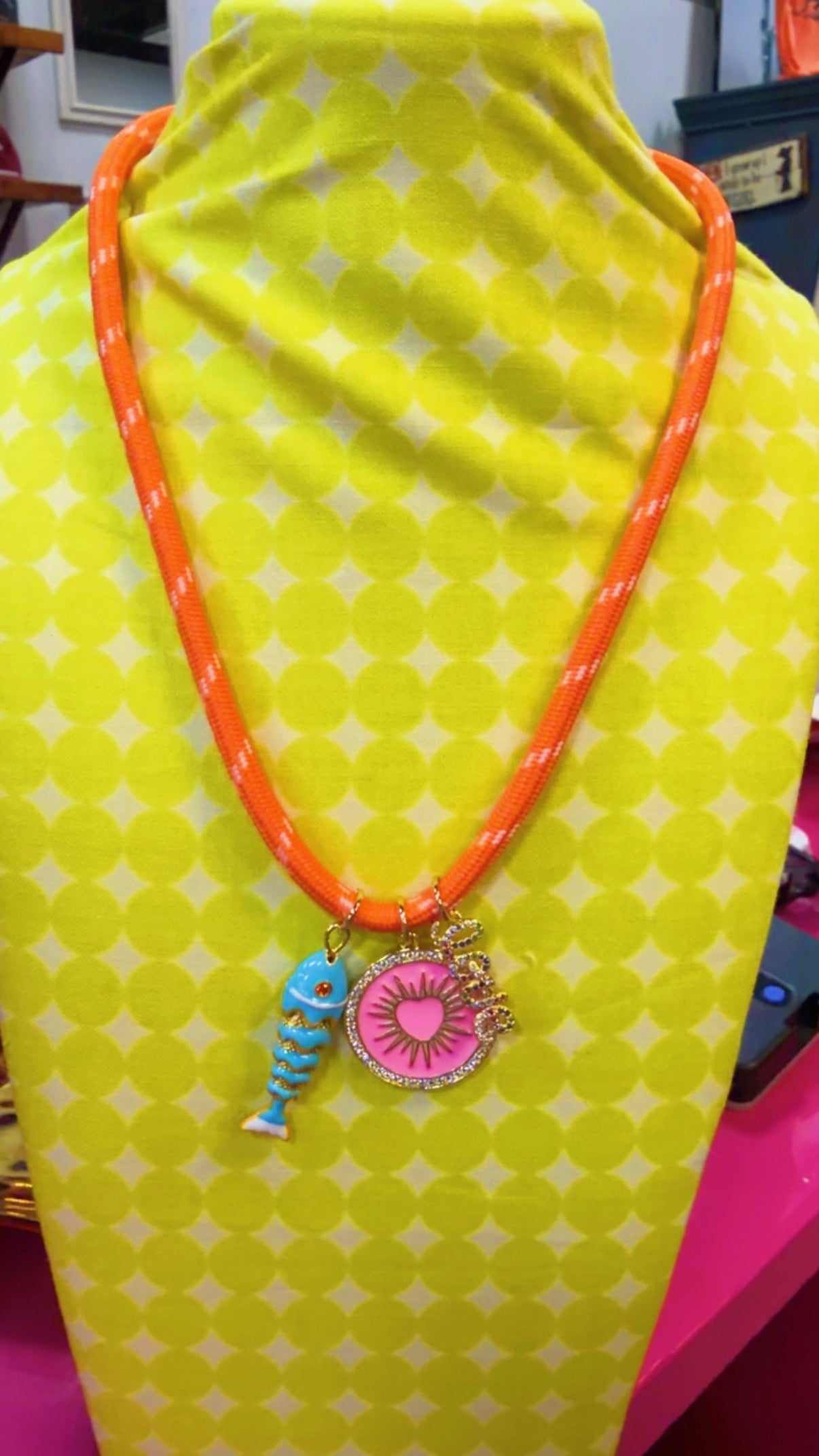 Moore Jewlz Orange Cord Fish Necklace