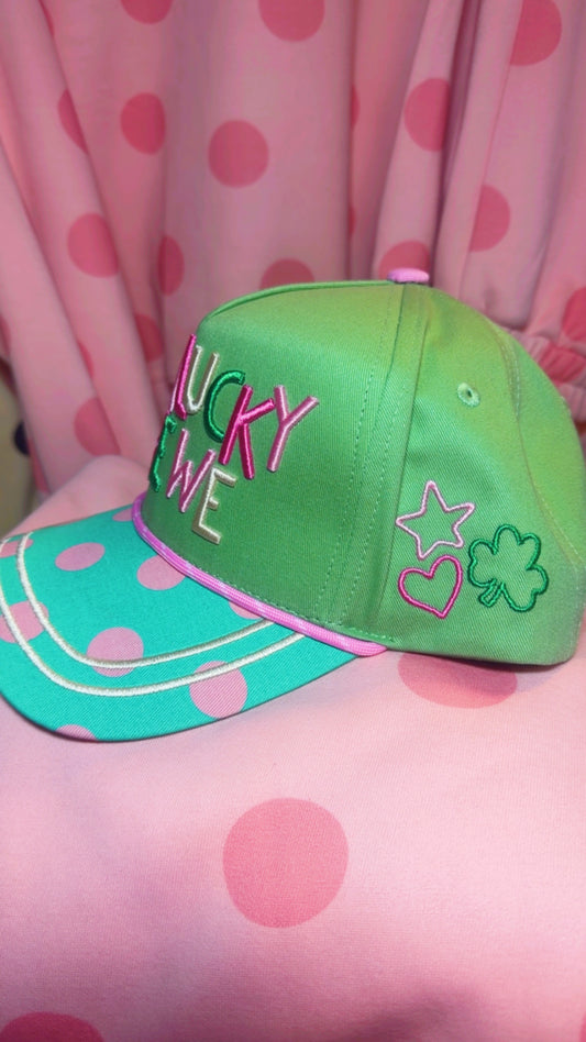 How Lucky Are We Polka Dot Trucker Hat