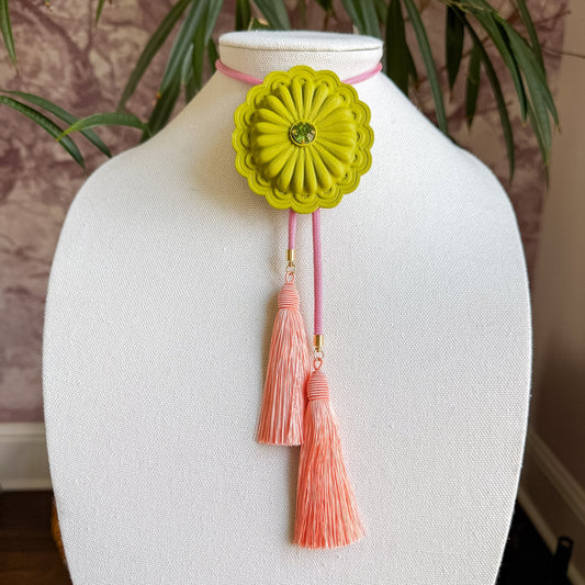 Concho Bolo-Green with Peach