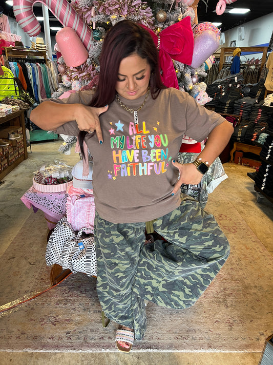 Camo Barrel Wide Leg Pants