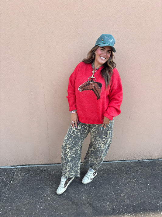 Leopard Barrel Jeans