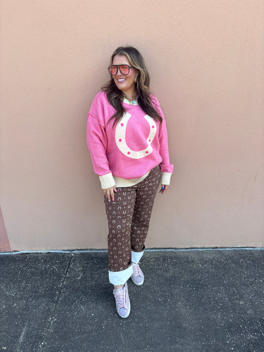 Pink Horseshoe Sweater