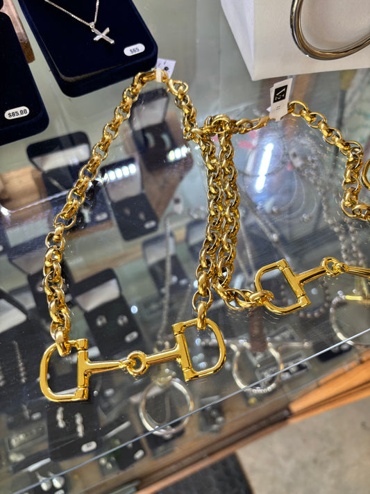 Gold Horse Bit Designer Necklace