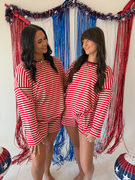 Red Daily Stripe Set