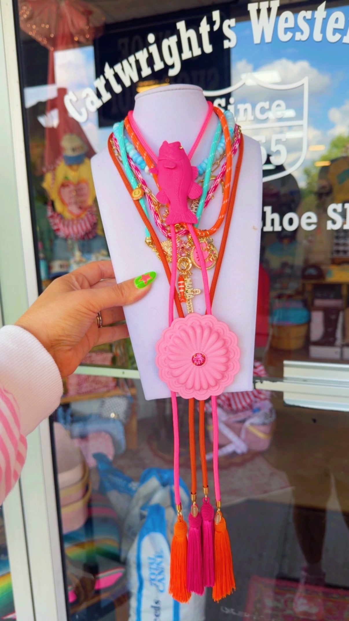 Concho Bolo-Pink with orange