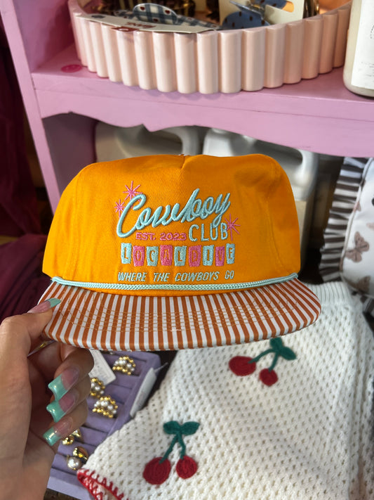 Cowboy Club Orange Stripe Trucker Hat