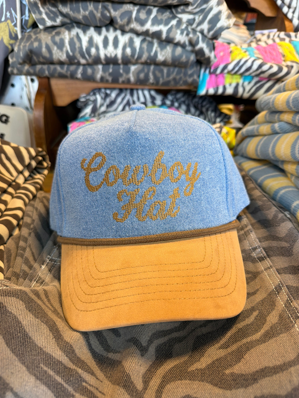 Cowboy Hat Denim Trucker Hat