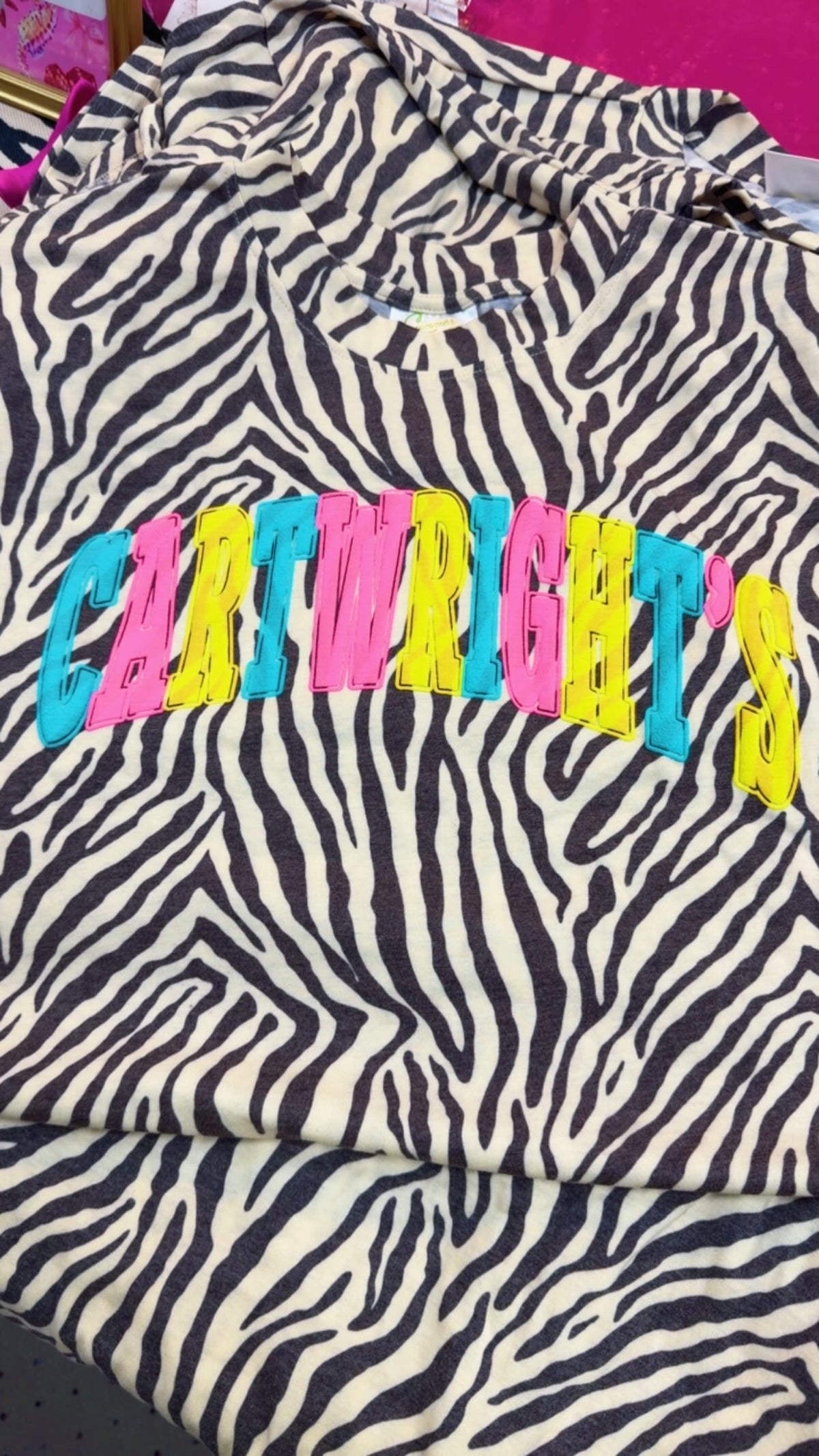 Cartwright’s Zebra Tee🩷💚🩵🦓