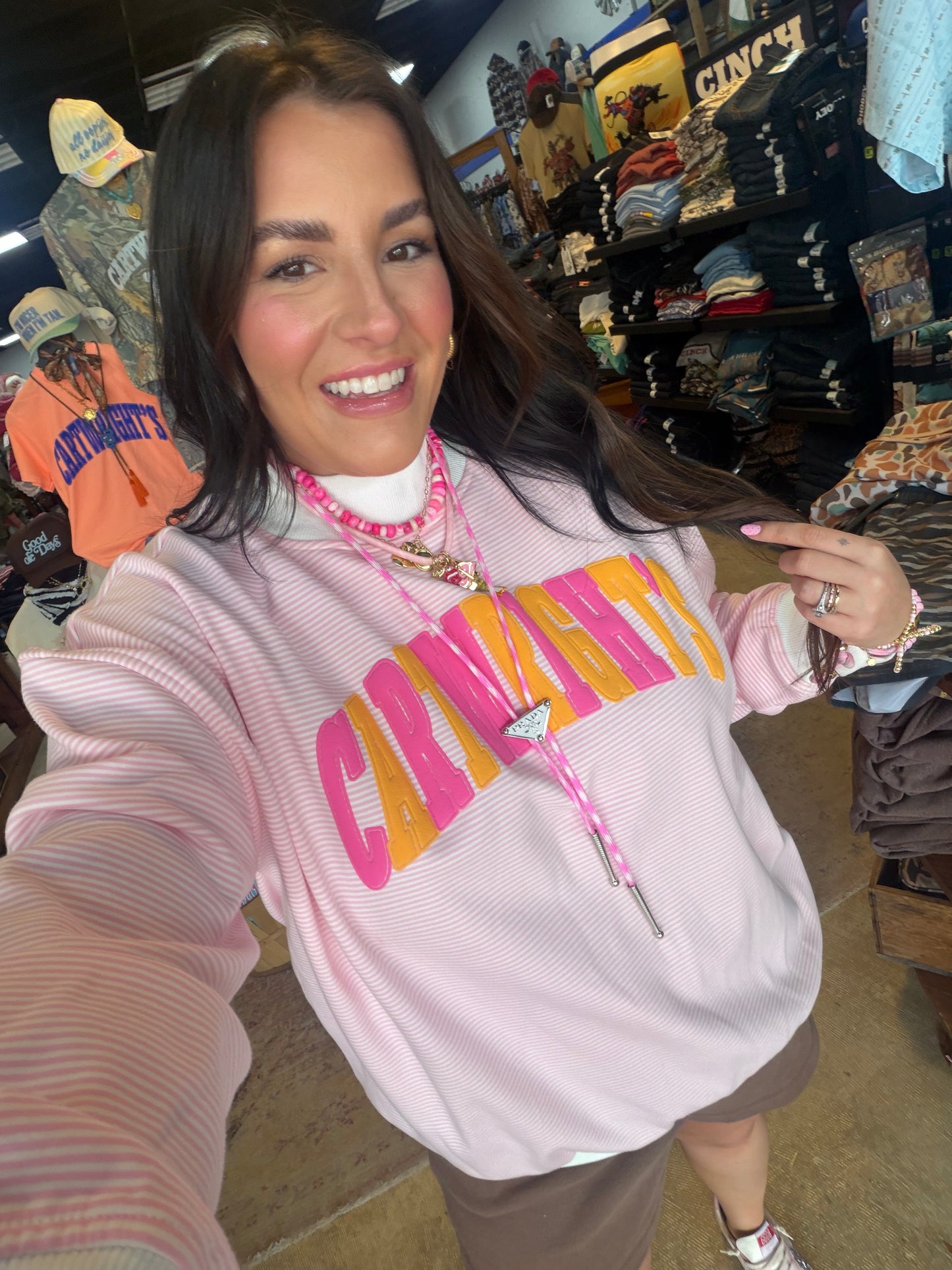 Cartwright’s Stripe Mockneck-Orange and Pink