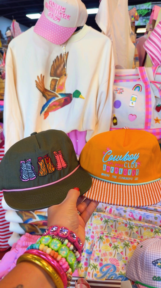 Cowboy Club Orange Stripe Trucker Hat