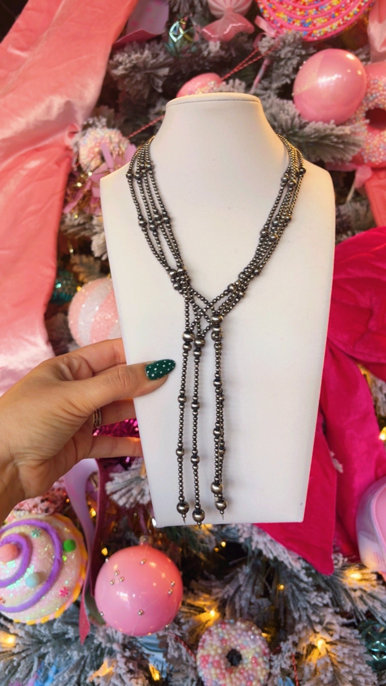 Sterling Pearls Lariat Necklace