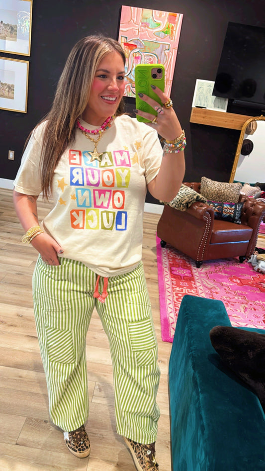 Green Stripe Pants