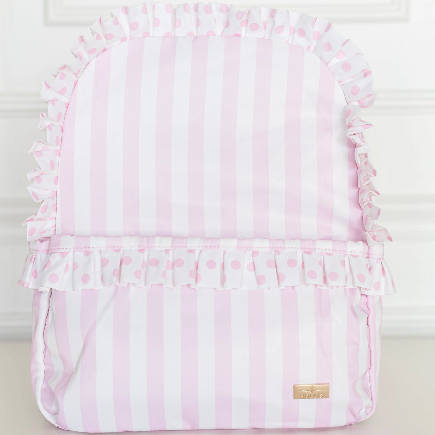 Hollis Pink Polka Dot + Stripe Backpack🎀🩷🤍🩷