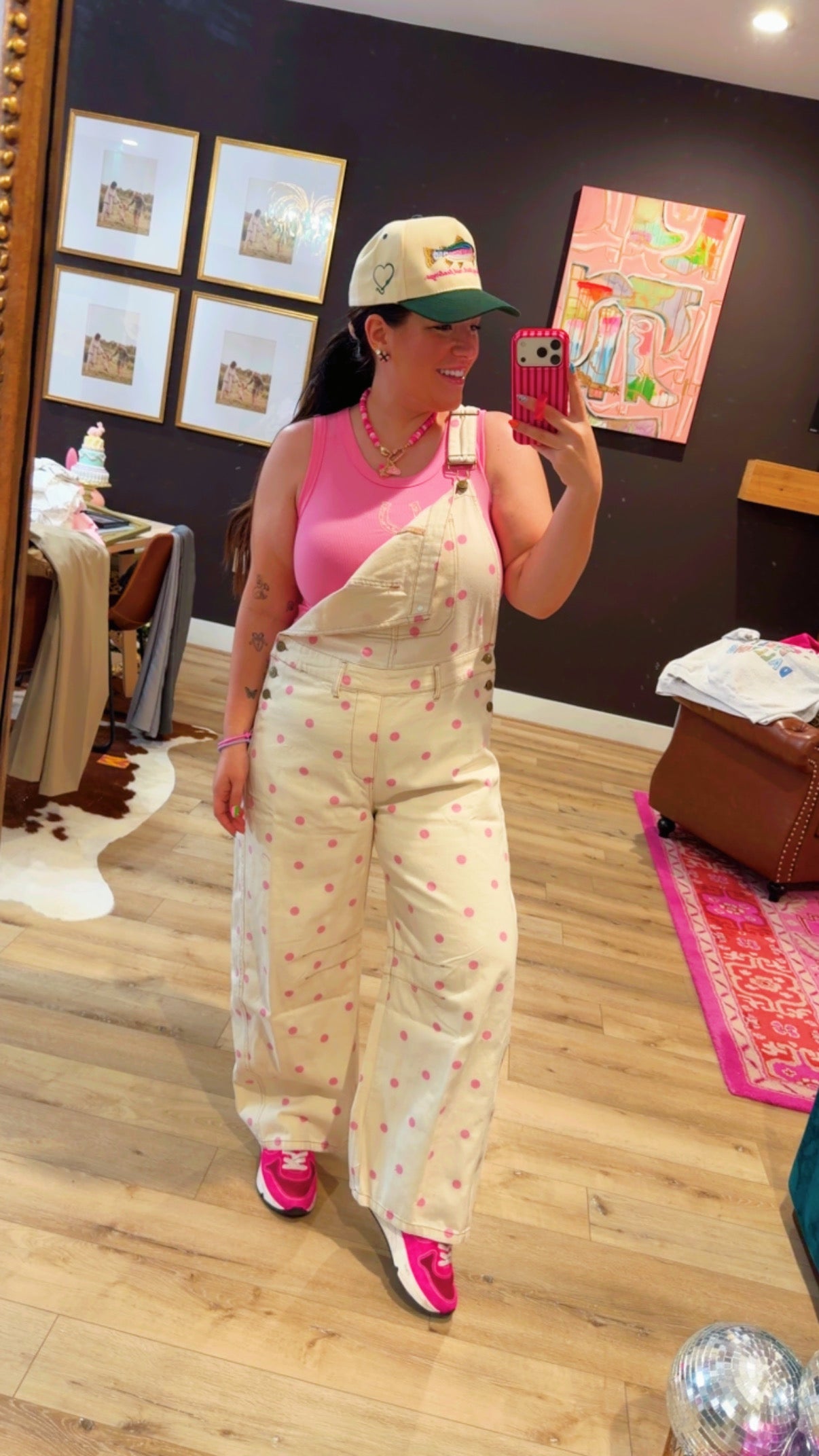 Pink Polka Dot Overalls