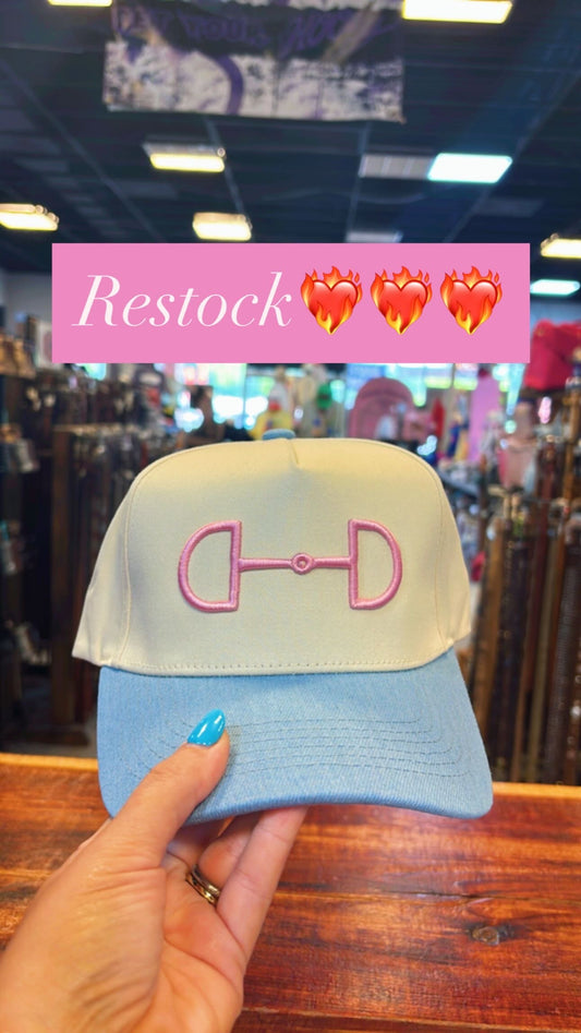 Denim & Pink Horse Bit Trucker Hat