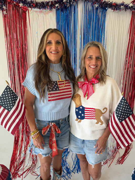 Baby Blue American Flag Sweater Vest