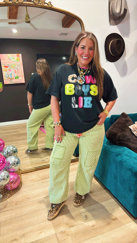 Green Stripe Pants