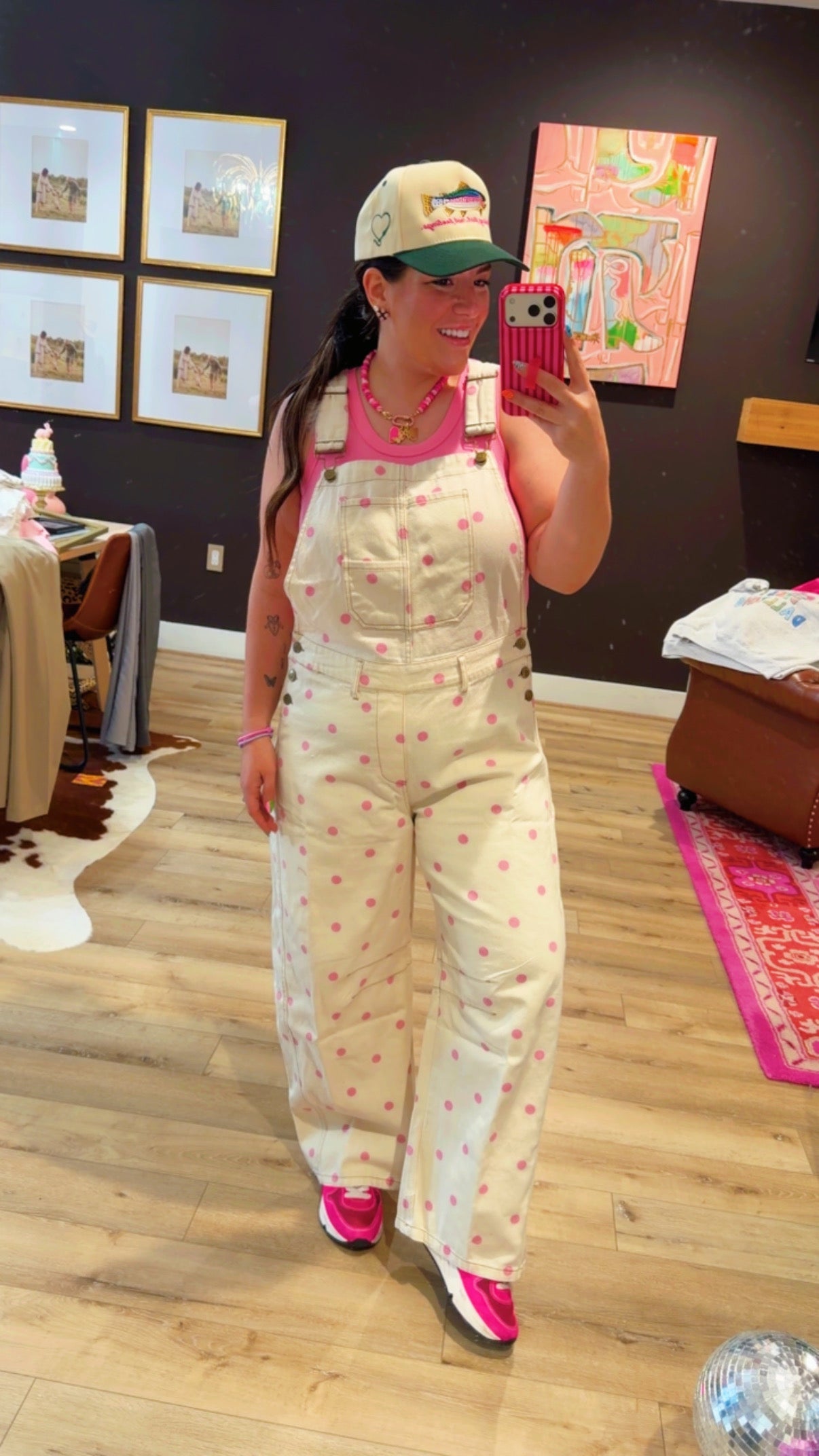 Pink Polka Dot Overalls