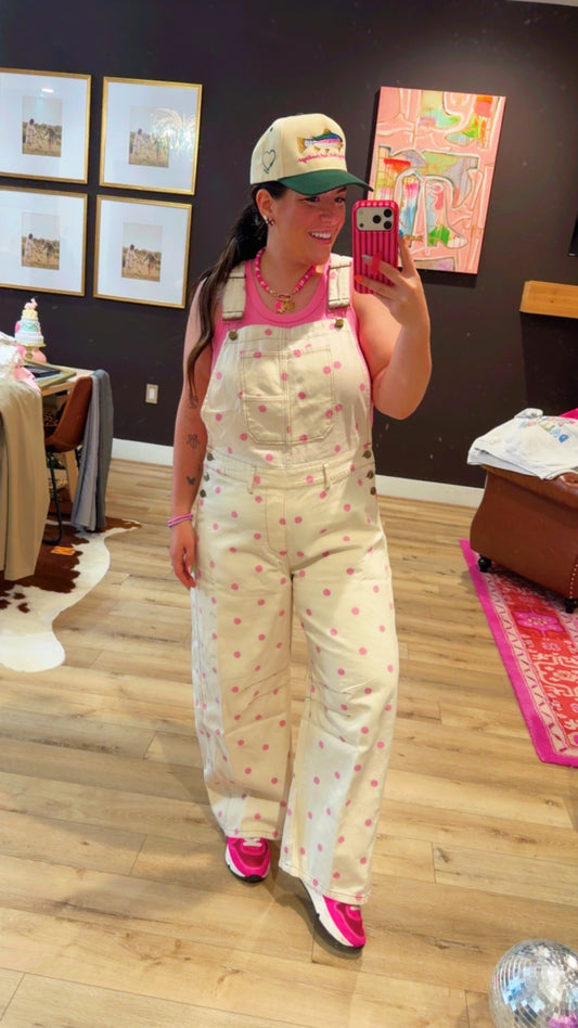 Pink Polka Dot Overalls