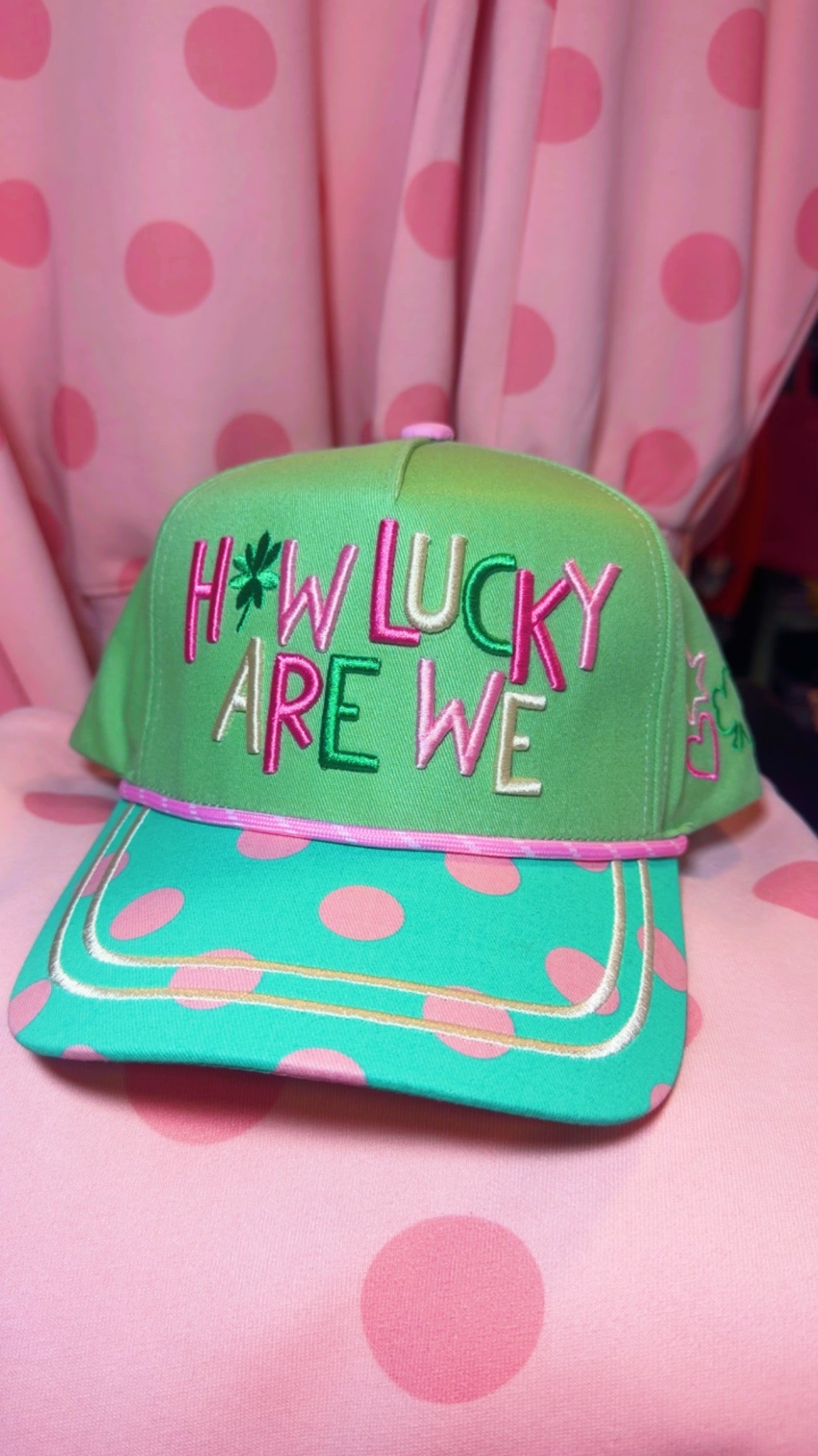 How Lucky Are We Polka Dot Trucker Hat