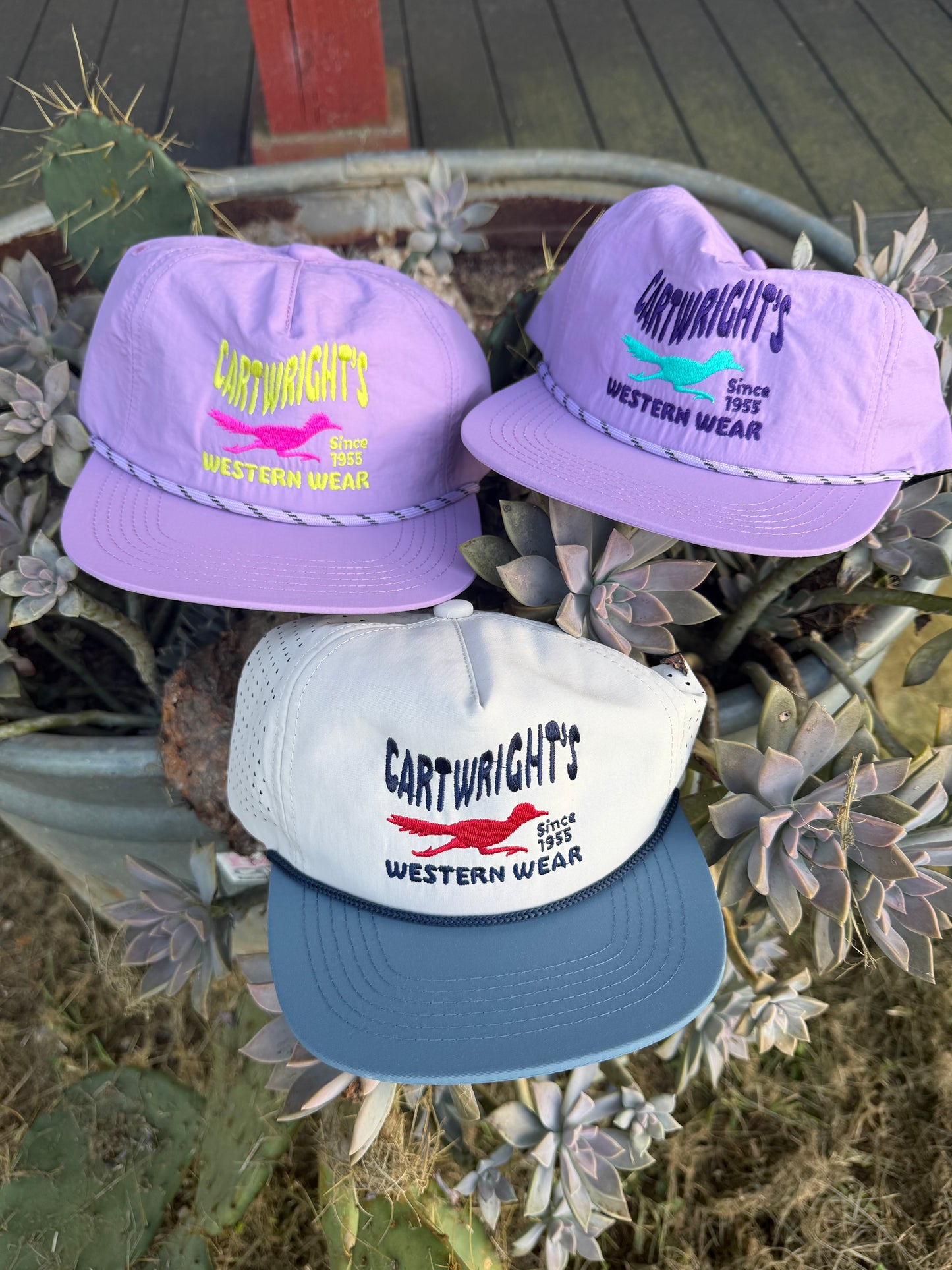 Cartwright’s roadrunner purple + turquoise rope hat