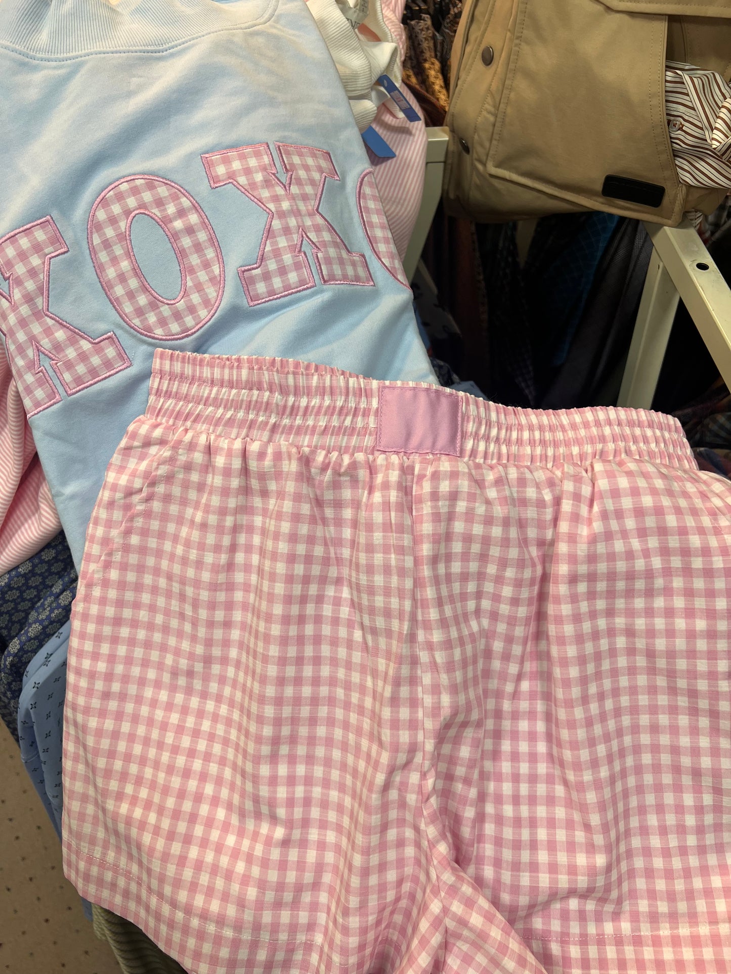 XOXO Mockneck & Gingham Short Set