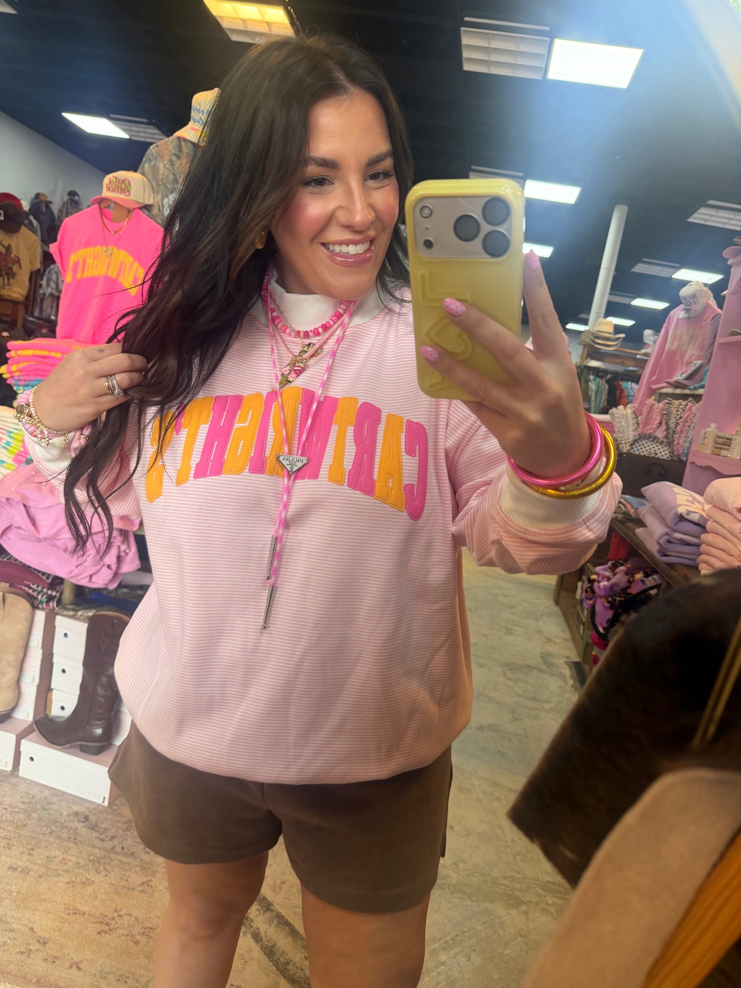Cartwright’s Stripe Mockneck-Orange and Pink