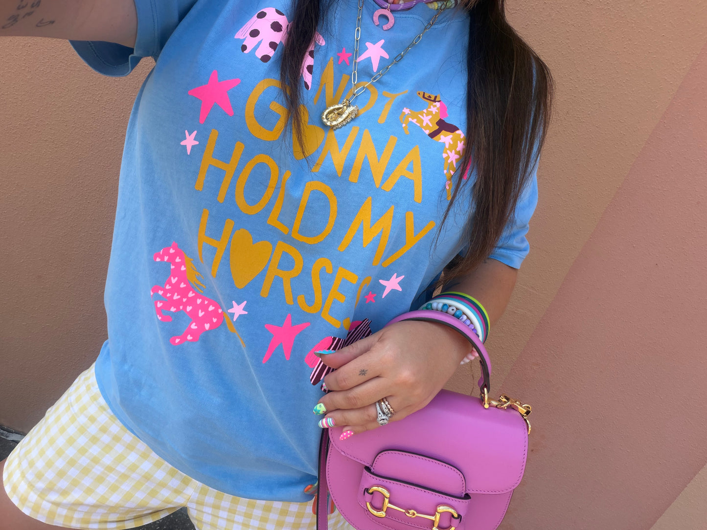 Not Going To Hold Your Horses-Blue Graphic Tee