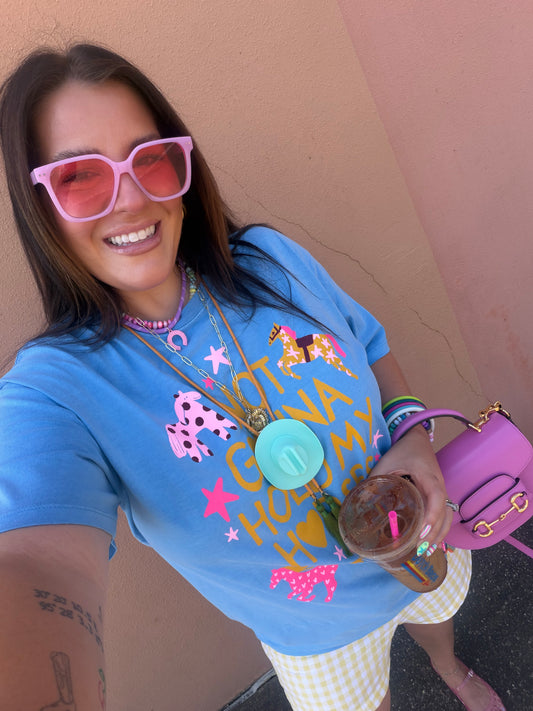 Not Going To Hold Your Horses-Blue Graphic Tee