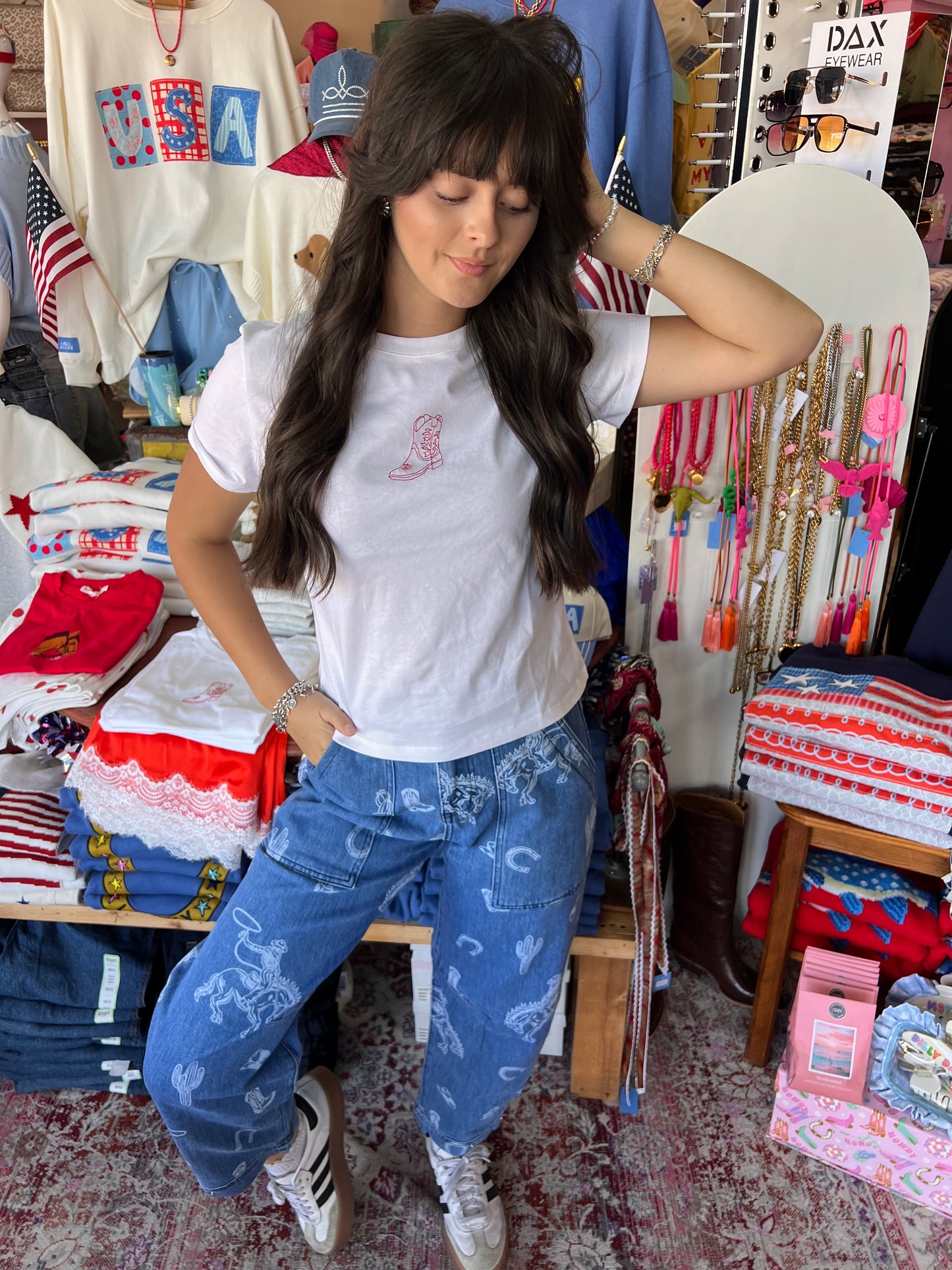 White Boot Baby Tee
