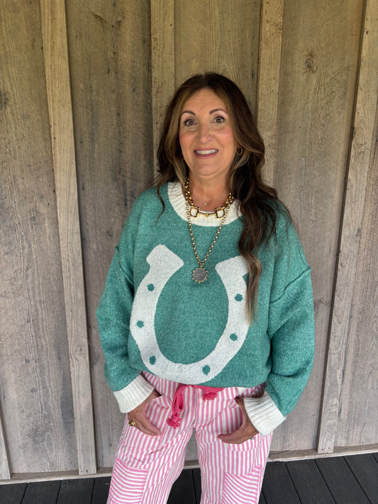 Turquoise Horseshoe Sweater