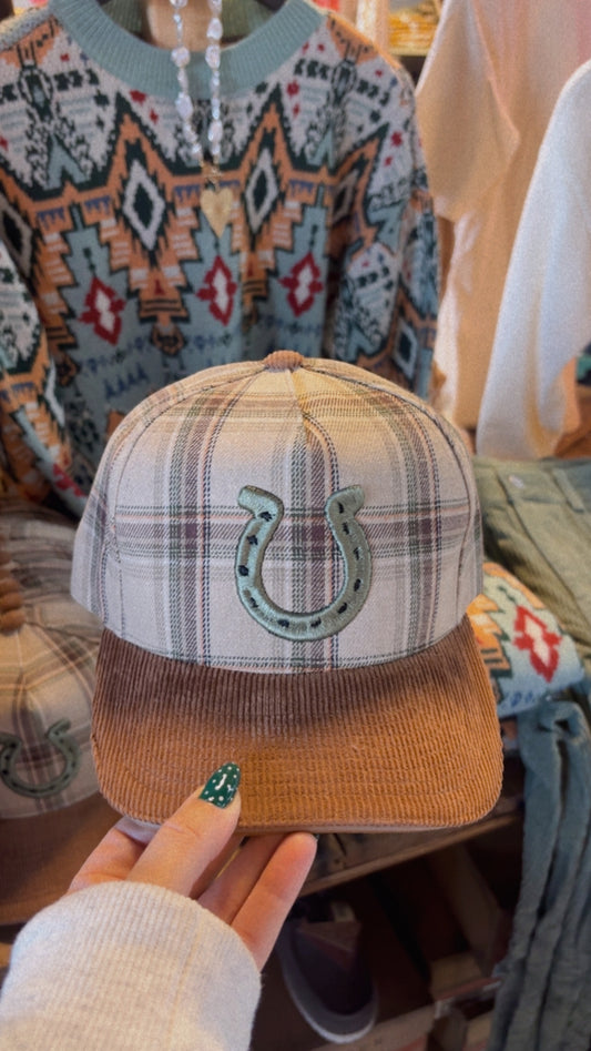 Horseshoe Plaid Trucker Hat