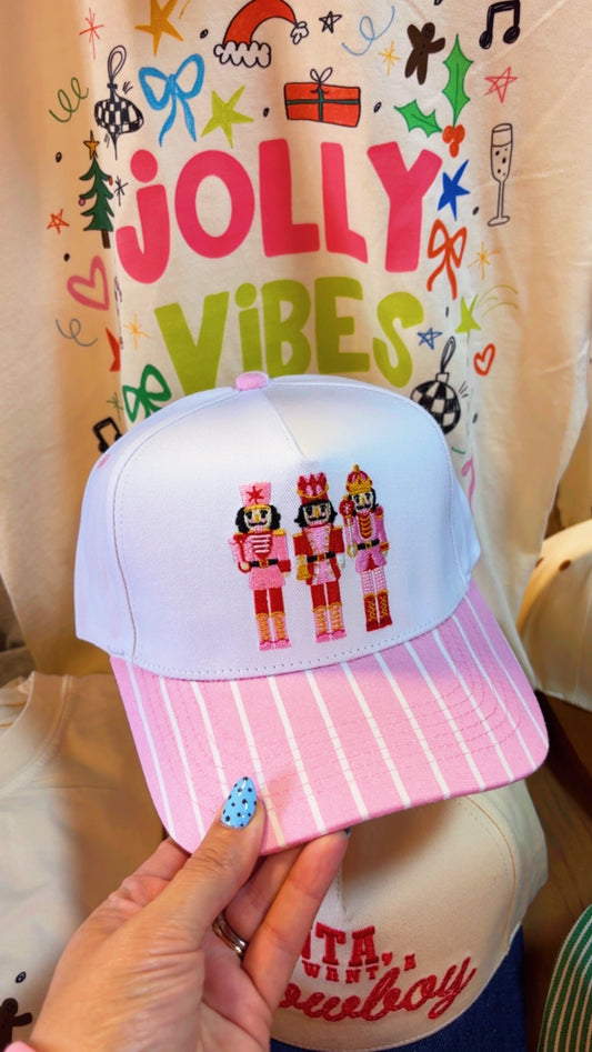 Nutcracker Pink/White Stripe Trucker Hat