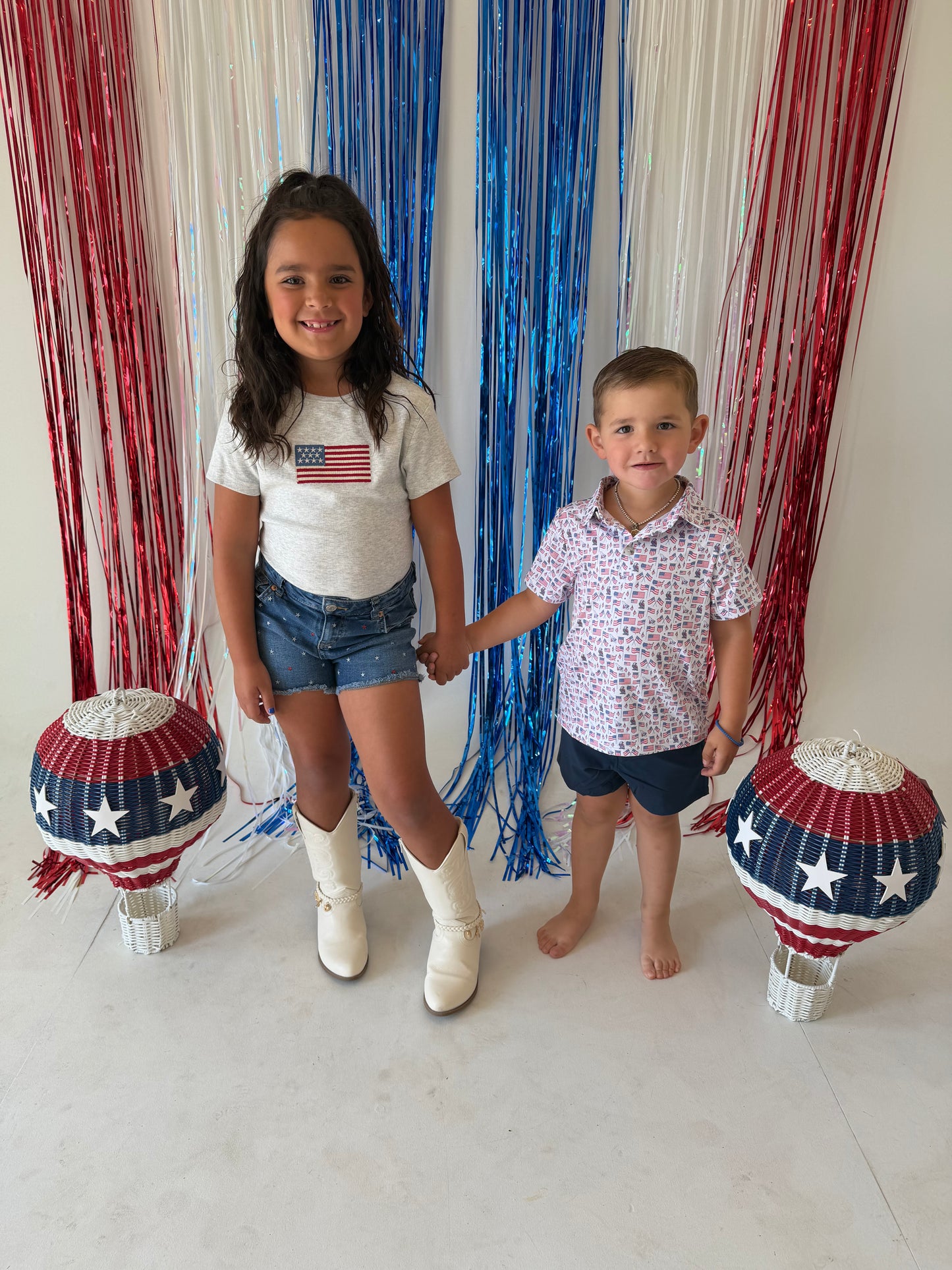 Gray American Flag Baby Tee