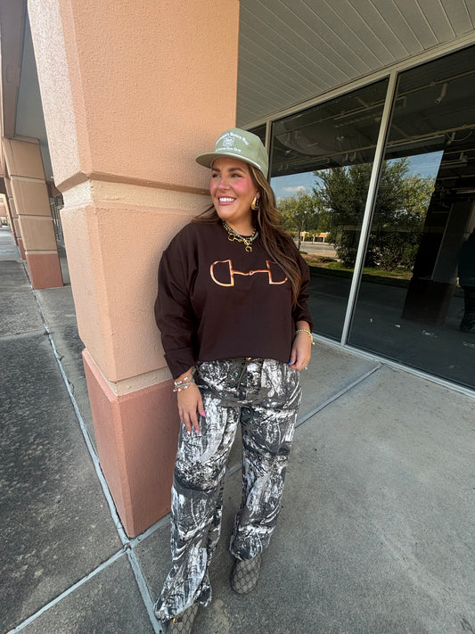 Brown/Gold Horse Bit Sweatshirt