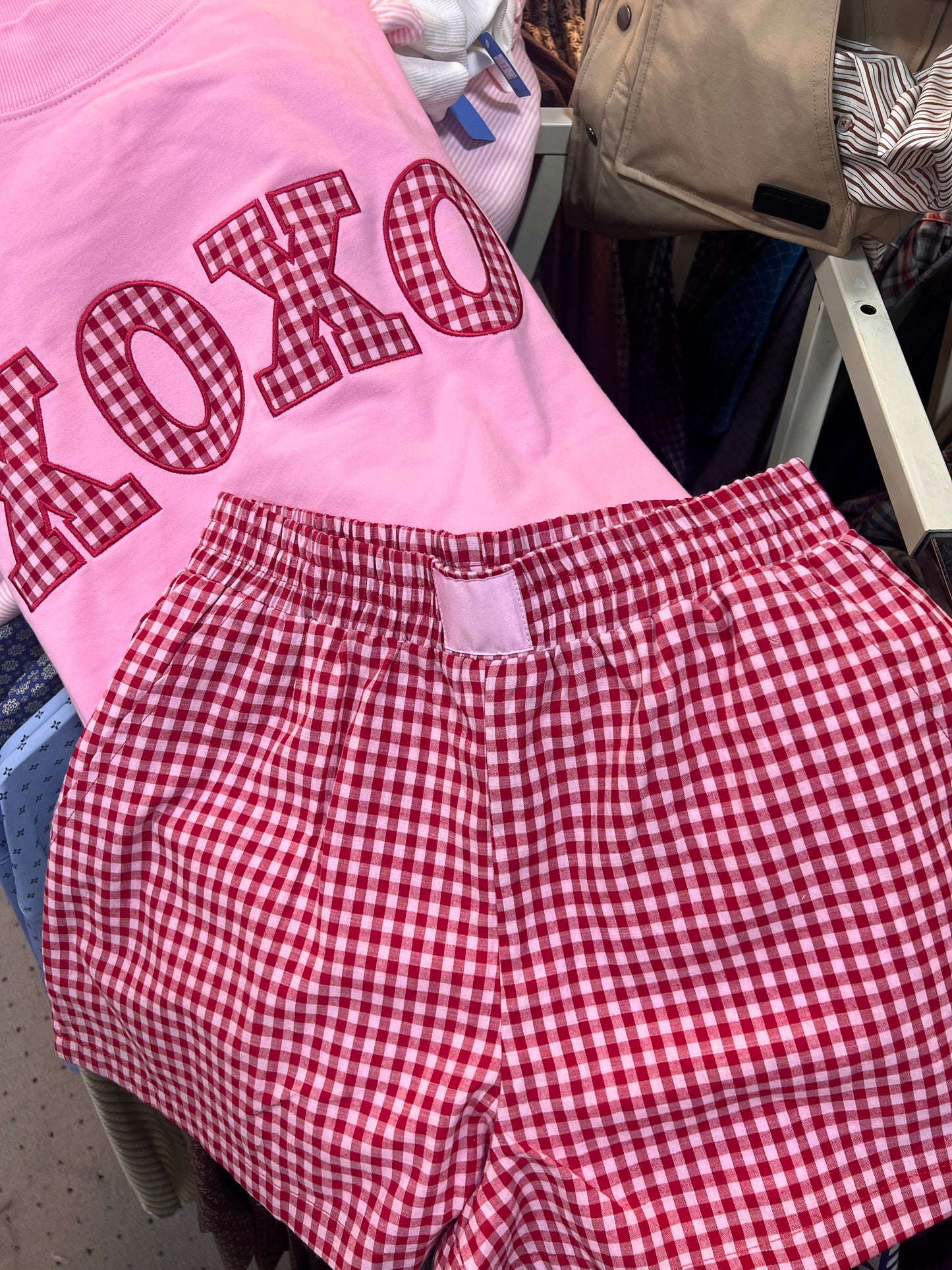 XOXO Mockneck & Gingham Short Set