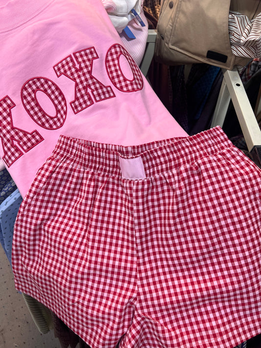 XOXO Mockneck & Gingham Short Set