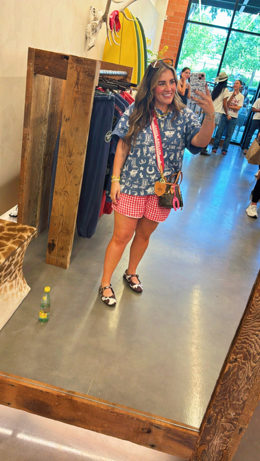 Blue Western Top