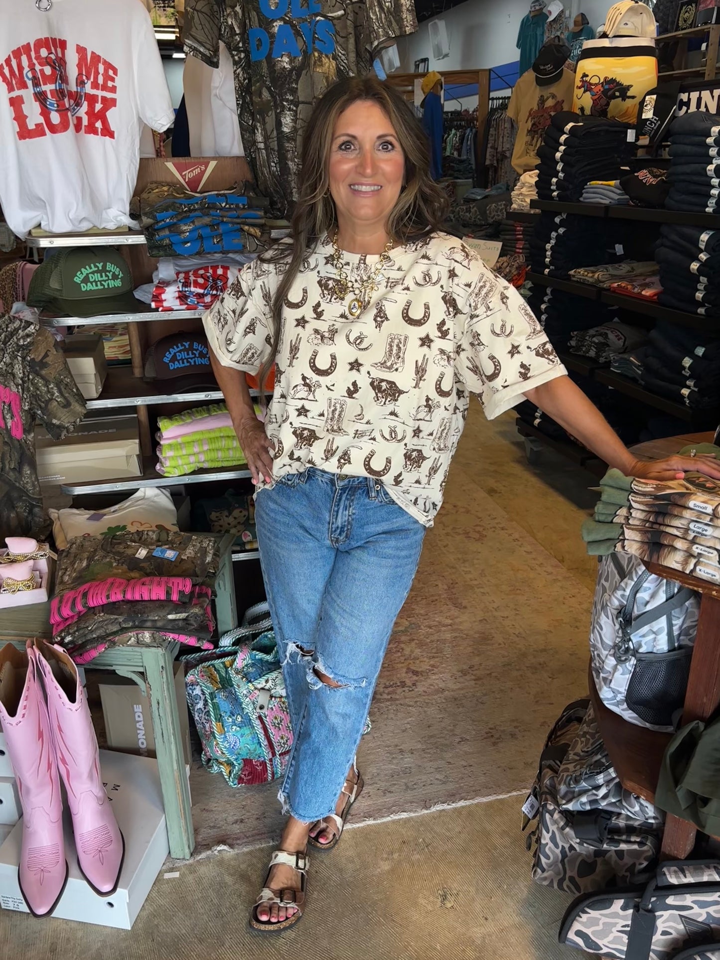 Cream Western Top