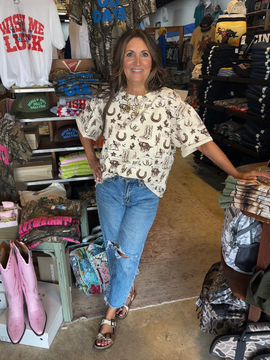 Cream Western Top