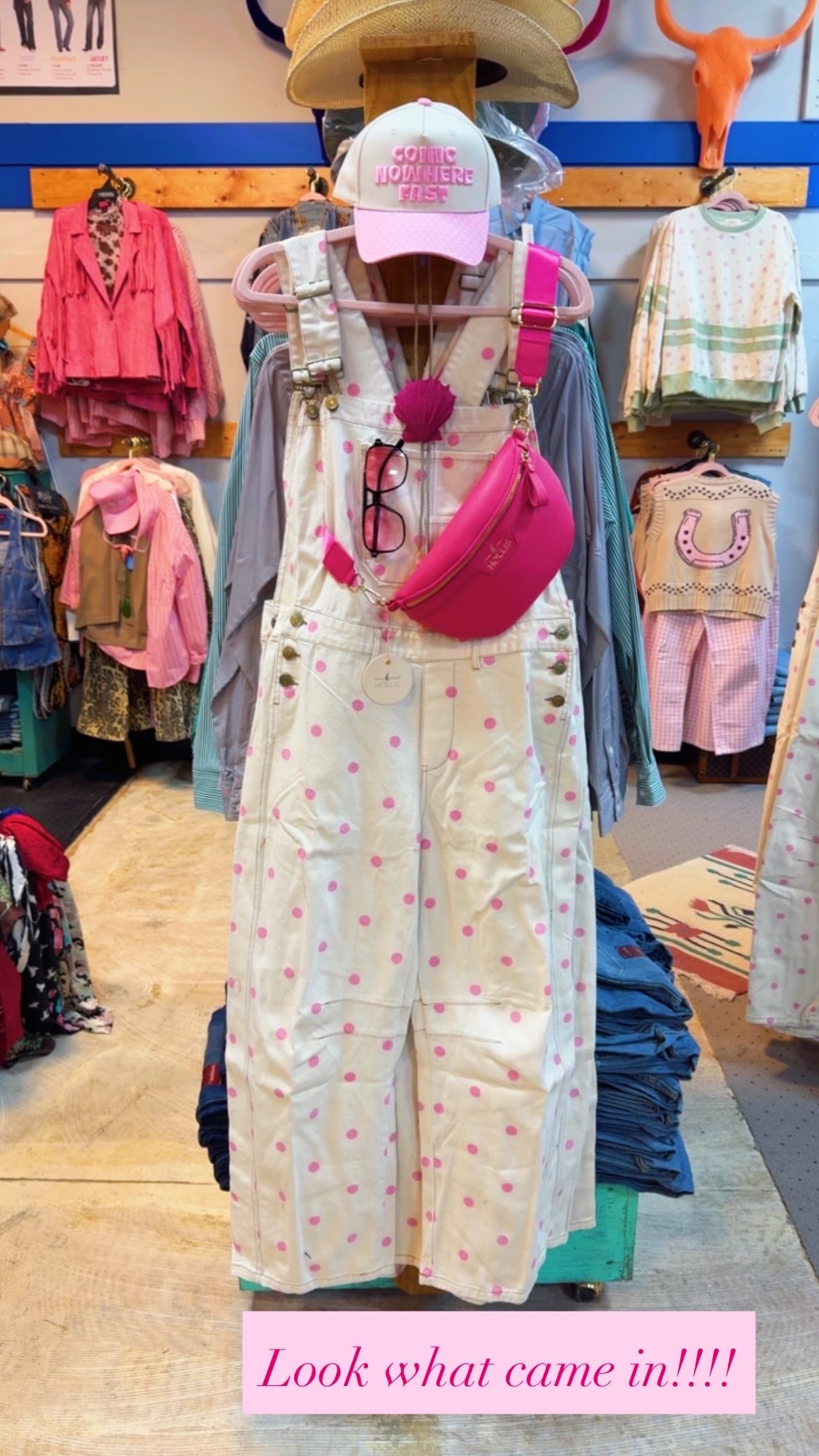 Pink Polka Dot Overalls
