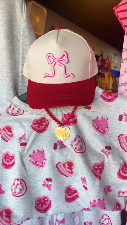 Hollis Bow Red and Pink Trucker Hat